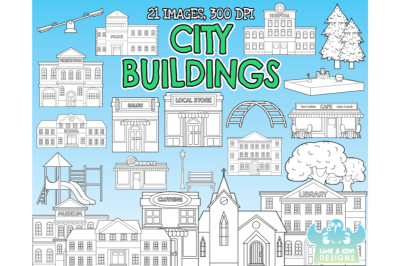 City Buildings/Town Buildings Digital Stamps