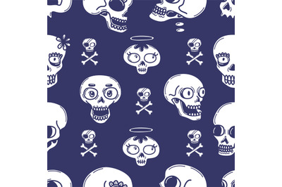 Skull seamless pattern doodle skulls gothic background, mexico dead da