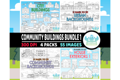 Community Buildings Digital Stamps Bundle 1