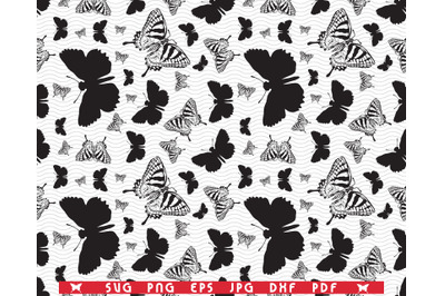 SVG Butterflies, Seamless Silhouettes