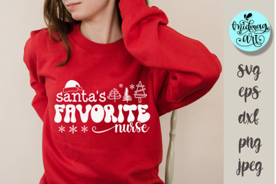 Santa&#039;s favorite nurse svg, christmas cut file