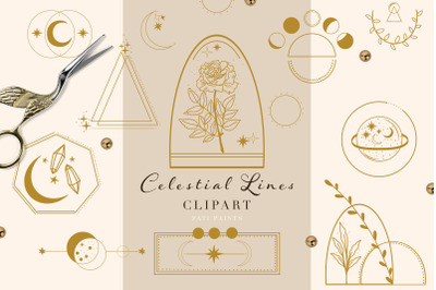 Celestial Lines Clipart Line Art Vector Set