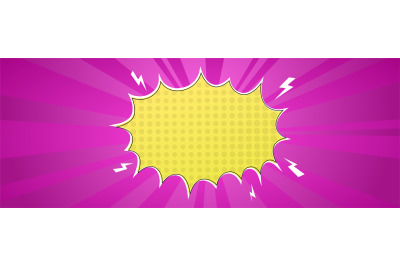 Comic style cartoon banner with explosion. Bright vector background wi