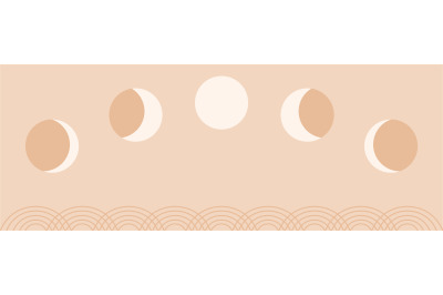 Moon phases simple banner. Asian chinese&2C; korean or japanese decorativ