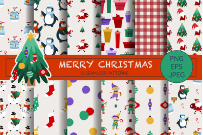 Merry Christmas Seamless Patterns