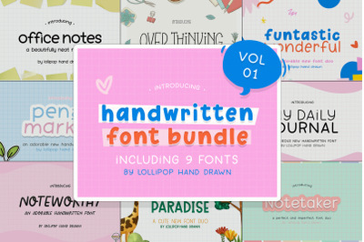 The Handwritten Font Bundle (Vol 01) - Handwritten Fonts, Handwriting