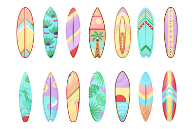 Cartoon surfing board. Surf gear, surfboard isolated for sea training.