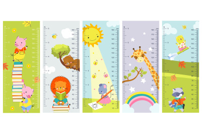 Height chart wall kids meter rulers. Baby room cartoon stickers collec