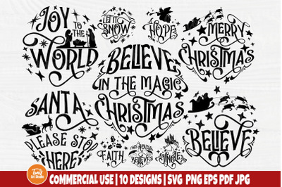 Christmas Ornament SVG Bundle - Round Ornament Svg - Christmas Sv