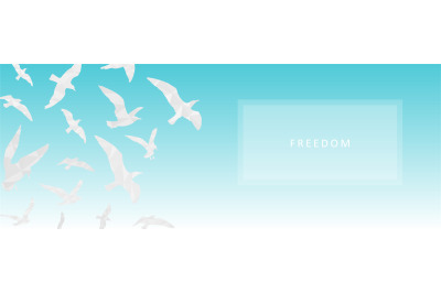 Flying birds silhouettes in blue sky. Freedom concept&2C; abstract vector