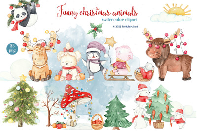 Funny christmas animals&2C; Sublimation PNG