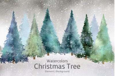 Watercolor of a Christmas Tree, PNG