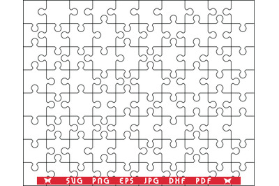 SVG White Puzzle, Separate Parts, digital clipart