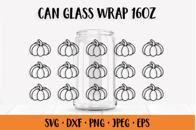 Pumpkins Can Glass Wrap. Thanksgiving Glass Can SVG