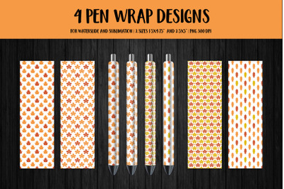 Fall Leaves Pen Wrap Sublimation or Waterslide. 4 Designs