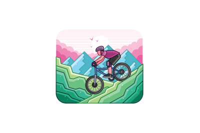 Mountain Bike Line Art Graphics Illustration