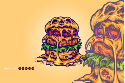 Scary burger monster cartoon svg