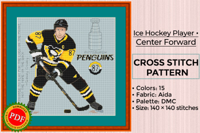Hockey Player Cross Stitch Pattern | Center Forward