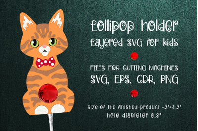 Ginger Tabby Cat | Christmas Lollipop Holder Template