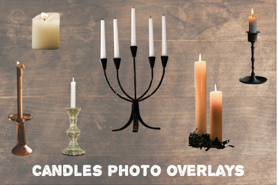 Candle holders, wax candles overlays
