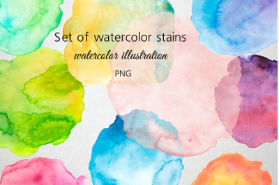 Watercolor stains. Set of colorful spots