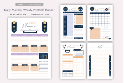 Daily Monthly Weekly Printable Planner Budget Planner