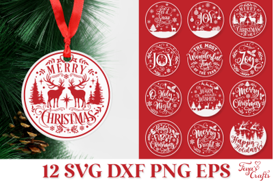 Round Christmas Ornaments SVG Bundle