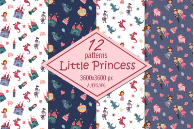 Little Princess digital paper /seamless patterns