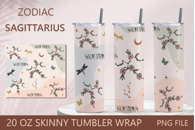 Zodiac tumbler wrap, Sagittarius 20 oz skinny tumbler