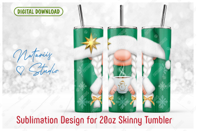 Cute Christmas Gnome - 20oz SKINNY TUMBLER