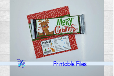 Merry Christmas Deer Candy Bar Wrapper