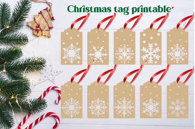 Christmas snowflakes tag printable | Christmas gift tag SVG