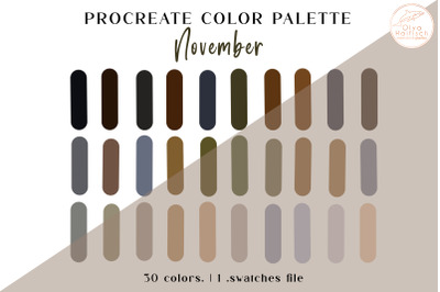 Moody Fall Procreate Color Palette. Dark Autumn Swatches