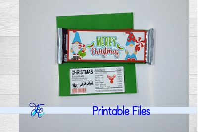 Merry Christmas Gnomes Candy Bar Wrapper