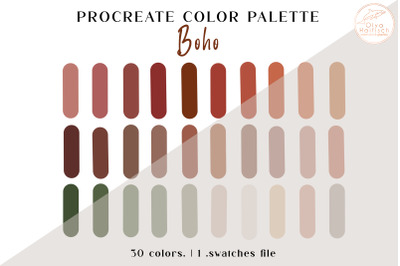 Boho Procreate Color Palette. Earthy Muted Color Swatches