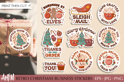 Retro Christmas Packaging Stickers| Small Business Stickers