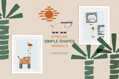 African geometric animals - kids posters