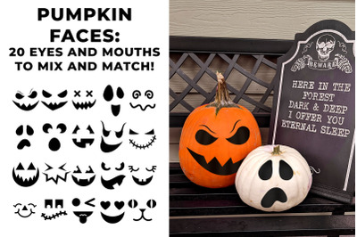 Pumpkin Face Set | SVG | PNG | DXF | EPS