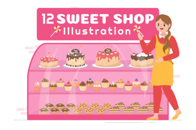 12 Sweet Shop Illustration