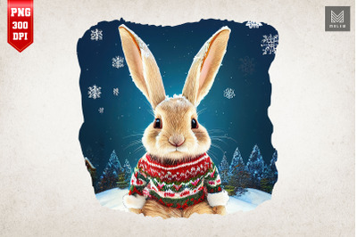 Cute Rabbit in Christmas Sweater