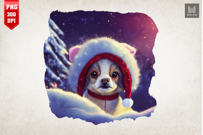 Cute Puppy And Snow Christmas