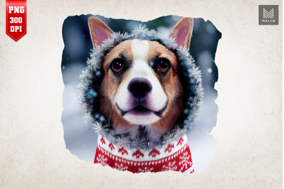 Happy Christmas Dog In Sweater