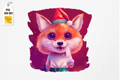 Super Cute Fox with Santa Hat Christmas