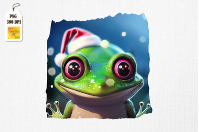 Super Cute Frog with Santa Hat Christmas