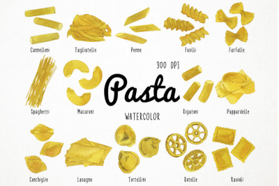 Watercolor Pasta Clipart, Pasta Graphics, Italian Food Clipart