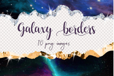 Galaxy borders, space PNG overlays