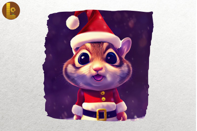 Cute Chipmunk In Christmas Outfit