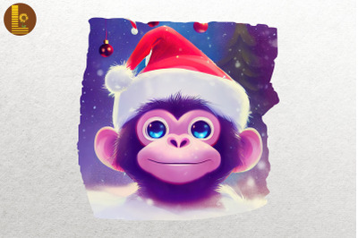 Super Cute Monkey Happy Christmas