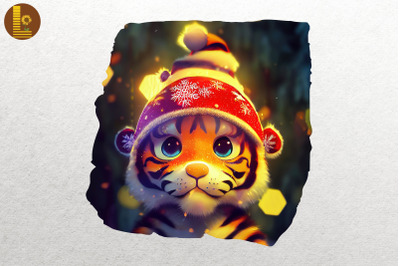 Super Cute Tiger Happy Christmas