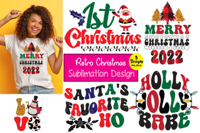 Retro Christmas Sublimation PNG Bundle, Christmas png bundle, Holly pn